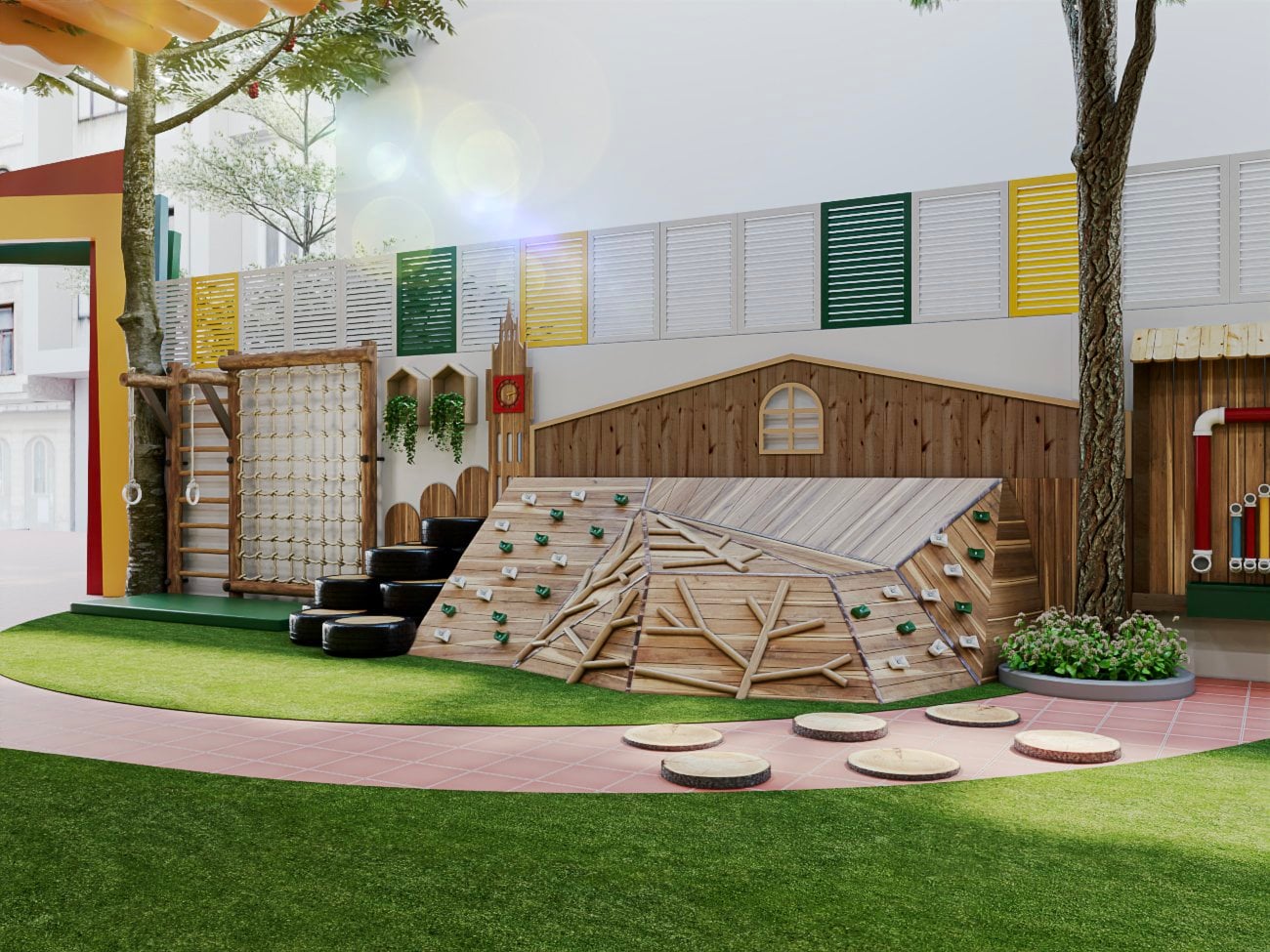 thi công trường mầm non, thiết kế trường mầm non, thi công trường học, Trường Mầm non Kindy Garden, Thi công xây dựng trường học, xây dựng trường học, Cung cấp nội thất trường học, nội thất trường học tiêu chuẩn montessori